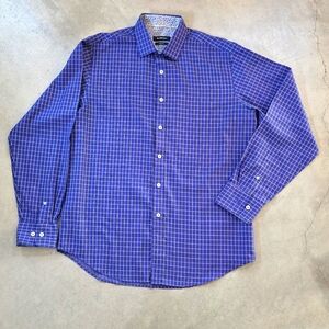 BUGATCHI Classic fit Long sleeve men's Blue dress blouse